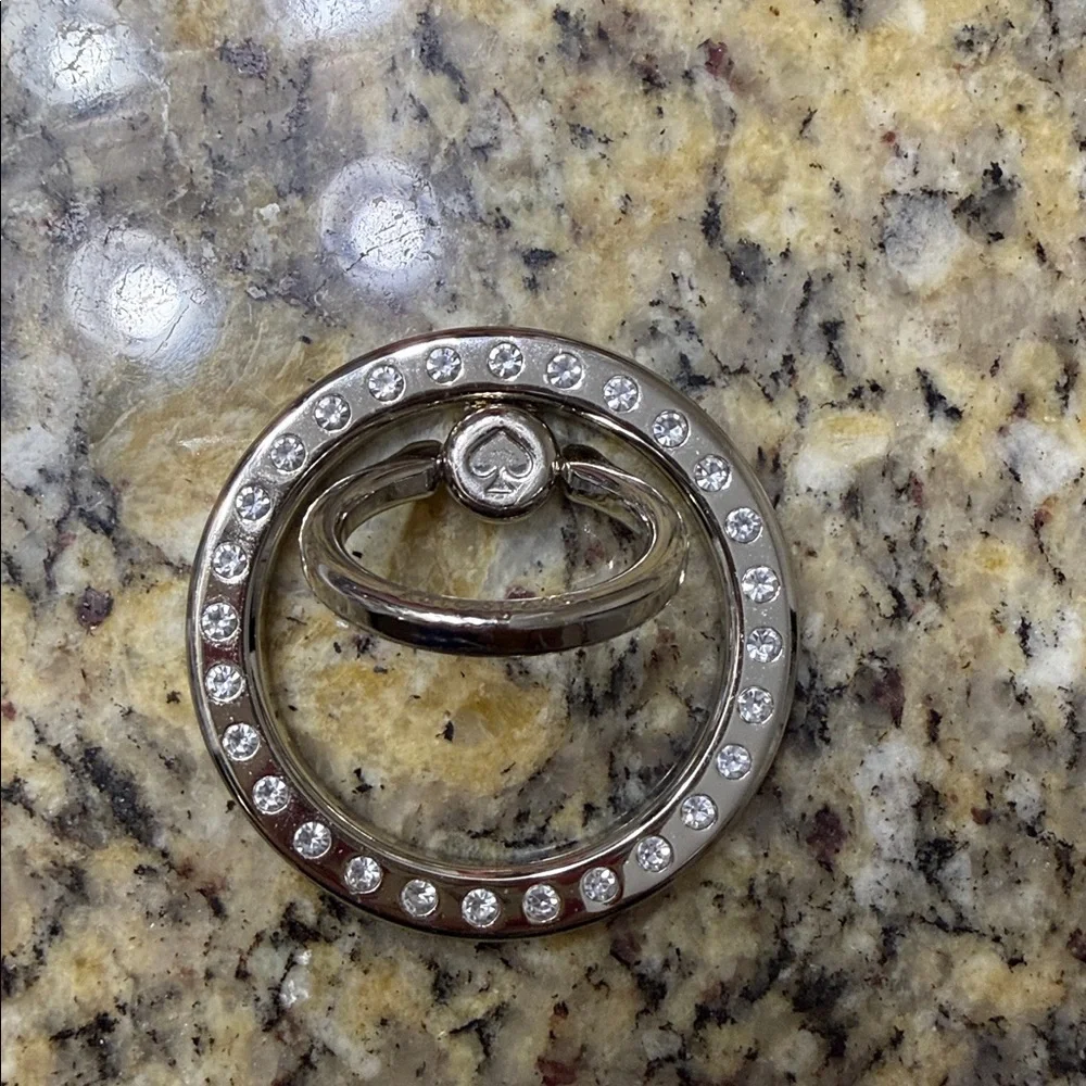 Kate Spade New York Magnetic Phone Ring Grip with Stand Rhinestones Silver